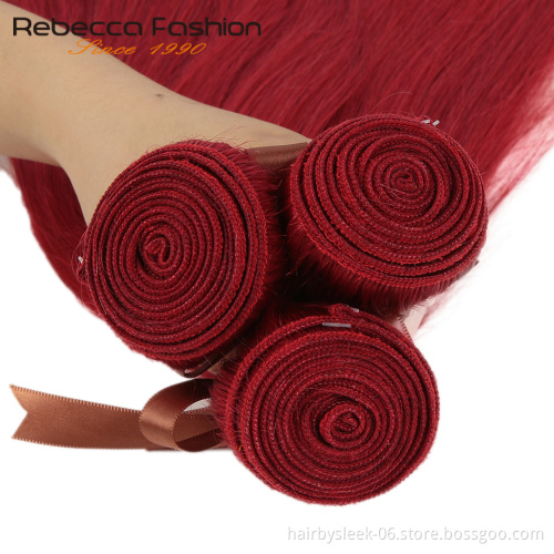 Rebecca Factory Red Bundles With Straight Frontal Hair Frontal With Brazilian Remy Human Hair Bundles 100 human hair